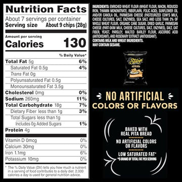 Stacys Pita Chips  Parmesan Garlic & Herb  No Artificial Colors or Flavors  7.33 oz Bag