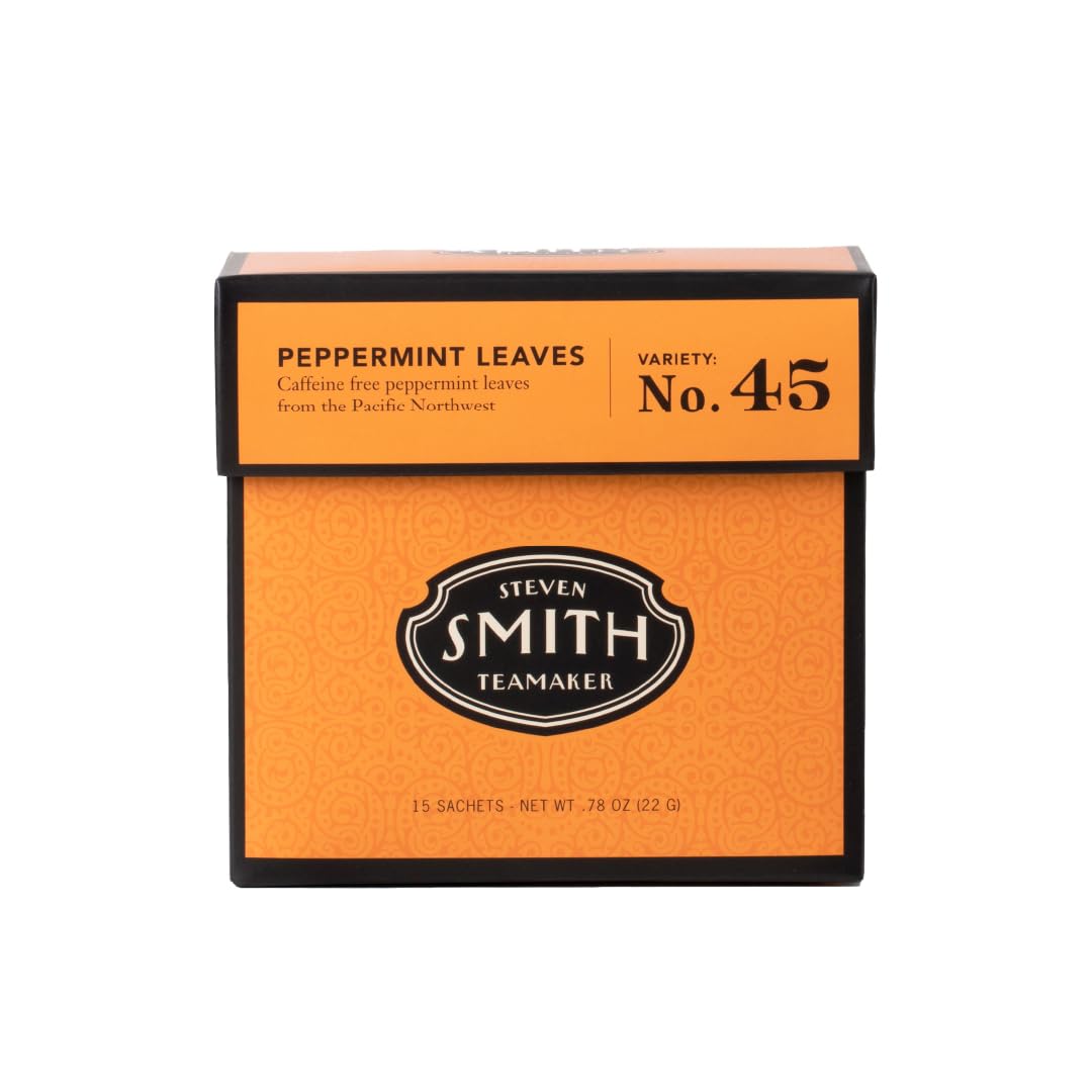 Steven Smith Teamaker Peppermint Leaves No. 45, Herbal Tea, Caffeine-Free, Sugar-Free, Sustainably Grown, Tea Bags, 15 Sachets, 0.78oz each