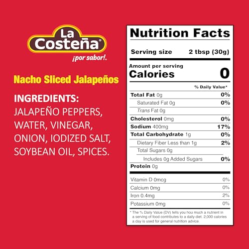 La Costeña Nacho Sliced Jalapeño Peppers, Pickled Green Hot, 1 Pound Can, Pack of 12