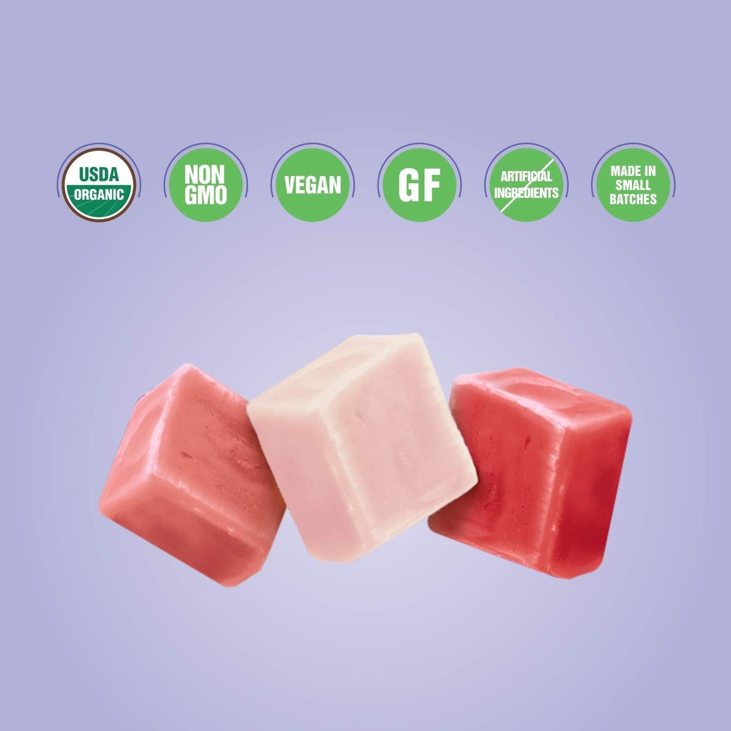 Lovely Candy Co. Organic Sour Chewy Candies, Vegan & Gluten Free, 8oz Bag (6-pack) - Natural Raspberry, Apple & Cherry Flavors