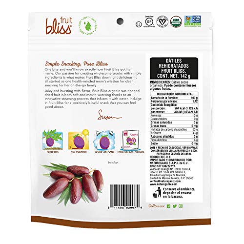Fruit Bliss Organic Fruit Bliss Deglet Nour Pitted Dates - Soft & Juicy Organic, Dried & Pitted Deglet Nour Dates - Organic Frui