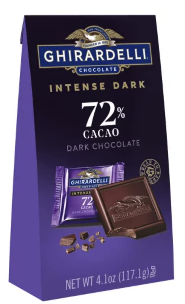 Intense Dark Chocolate Squares 72% Cacao Individually Wrapped Chocolates  Medium Bag  4.1 Ounce