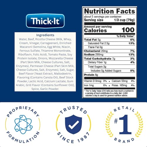 Thick-It Pureed Beef Lasagna (IDDSI)  Made with Real Beef & Cheese  Savory Flavor  Digestible Swallowing Aid  Simple-to-Use  15 oz Can (12 Pack)