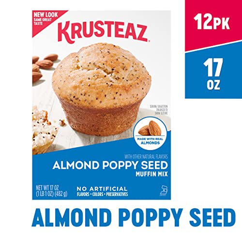 Krusteaz Almond Poppy Seed Muffin Mix, Muffin Mix Made With Real Almonds, 17 oz Box (Pack of 12)