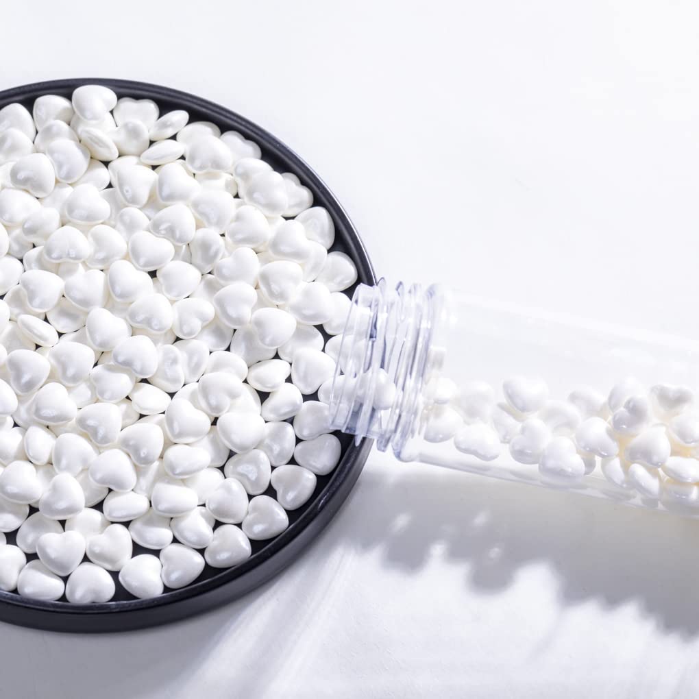 White Sprinkles,Heart-Shaped Cake Sprinkles 130G 4.6Oz Cookie Sprinkles,Sugar Pearl, Edible Candy Pearls For Cake Cupcake Decora