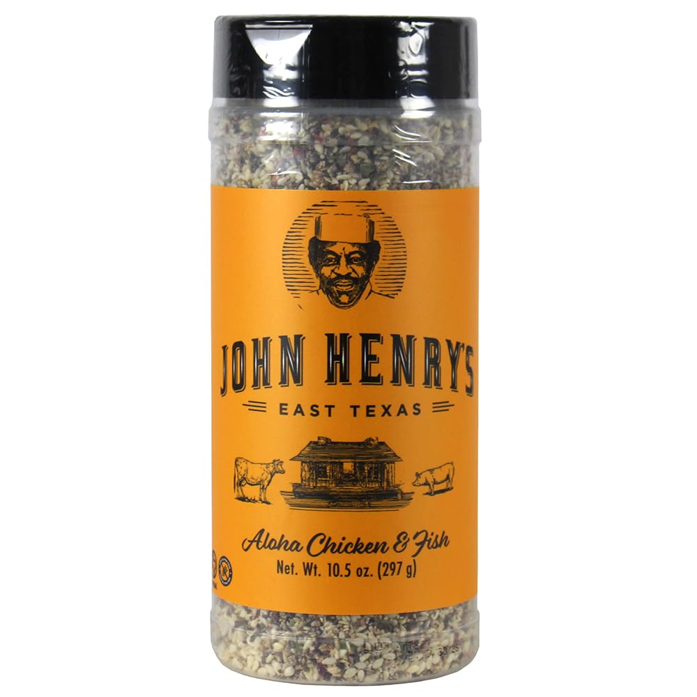 John Henrys Aloha Chicken & Fish Rub Blend, Ginger Sesame Garlic, 10.5 Oz Bottle, Tan