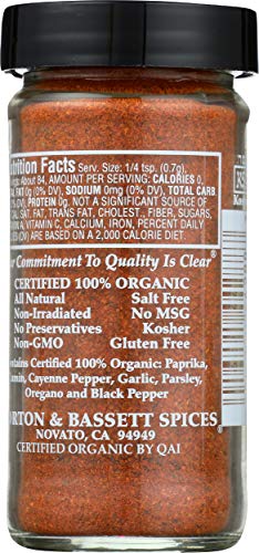Morton & Bassett 100% Organic Chili Powder | Robust Blend for Tacos  Chili & Tex-Mex Dishes | Gluten Free  Salt Free  Non-GMO | 2.1 oz Jar