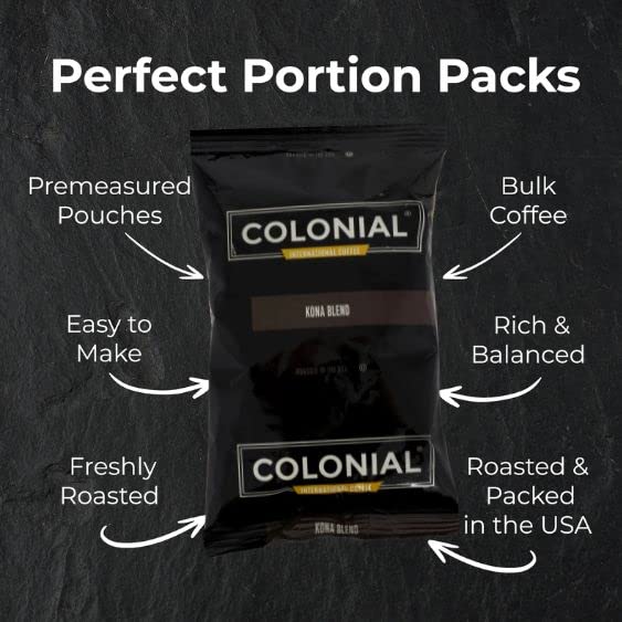 Colonial Coffee 32 Count Single Pot Coffee Packets - 100% Arabica Hawaiian Kona Medium Roast | Pre-Measured Frac Packs for 12 Cu