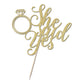 PALASASA Cake Topper - Funny Wedding Engagement Decorations, Gold, 6.5 x 8.46, Model PL-1096