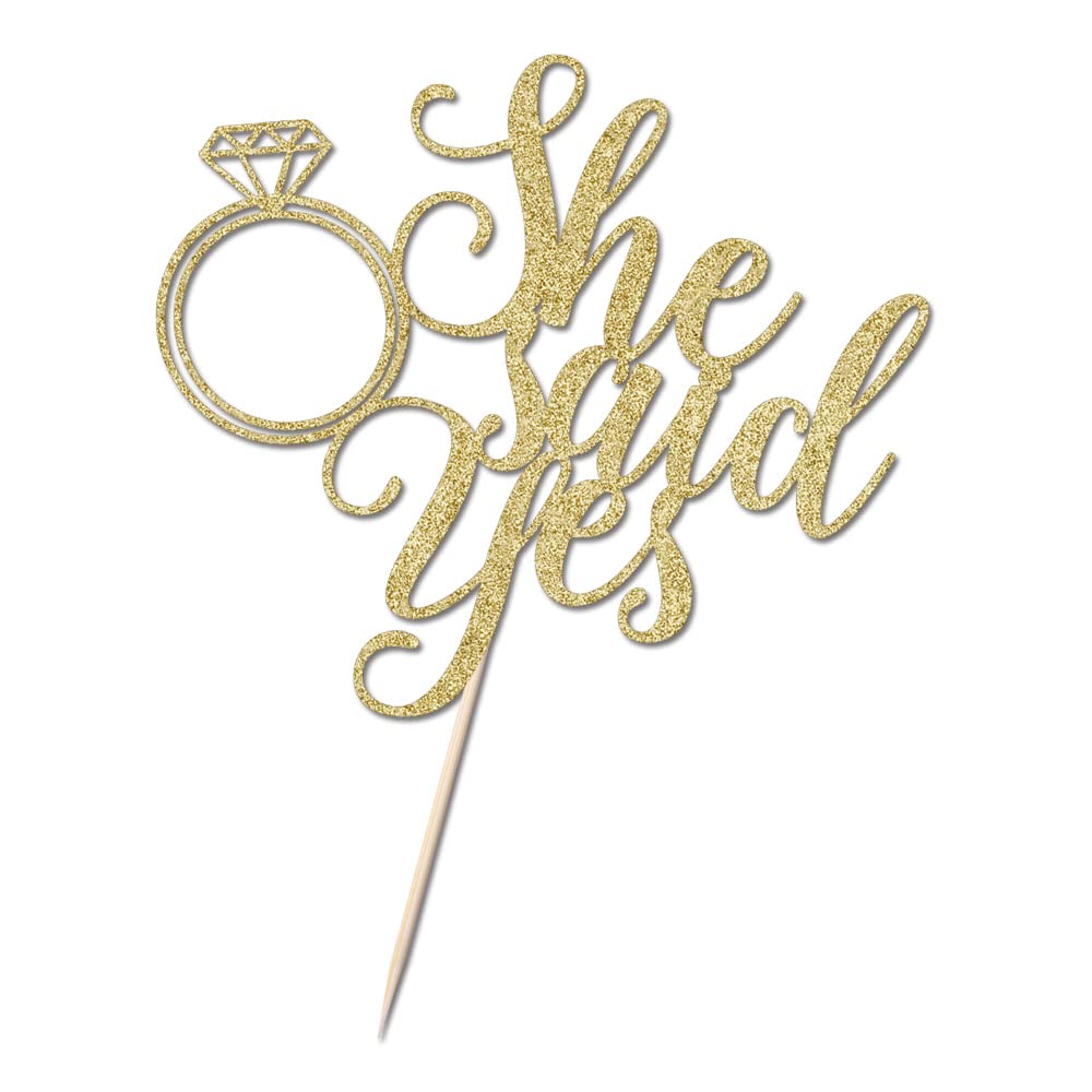 PALASASA Cake Topper - Funny Wedding Engagement Decorations, Gold, 6.5 x 8.46, Model PL-1096