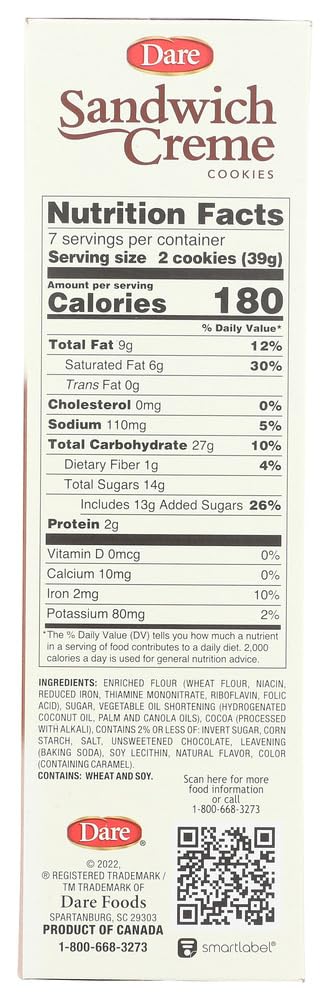 Dare Foods Fudge Chocolate Creme Cookies 3 /10.2 oz Boxes