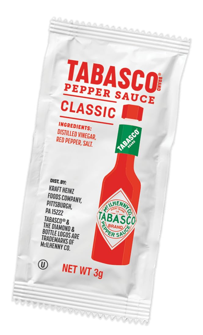 TABASCO Original Red Pepper Sauce, Medium Hot Sauce Packets, 0.1 Oz, 200 Count - Perfect for Dips, Tacos & On-The-Go Flavor