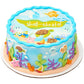Sea Friends - Hermit Crab, Starfish, Pufferfish, Stingray, And Jellyfish Edible Sugar Cake Toppers, 12 Count