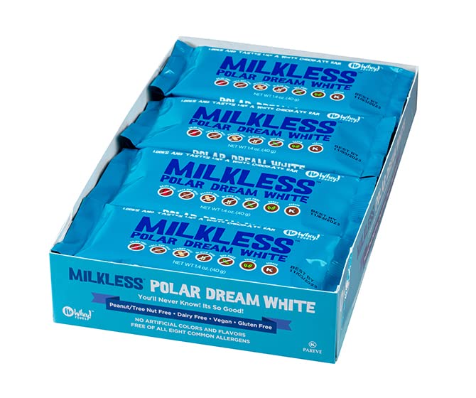 Vegan, Gluten Free, Nut Free | Milkless Polar Dream White Chocolate Bars (16 Pack) | Dairy Free, Soy Free, Sesame Free | Allergy