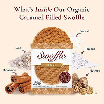 Gluten Free Organic Stroopwafels by Swoffle - Caramel Filled | (4) 1.16oz Wafers | non-GMO, Wheat Free, Kosher, Soy Free, Nut Fr