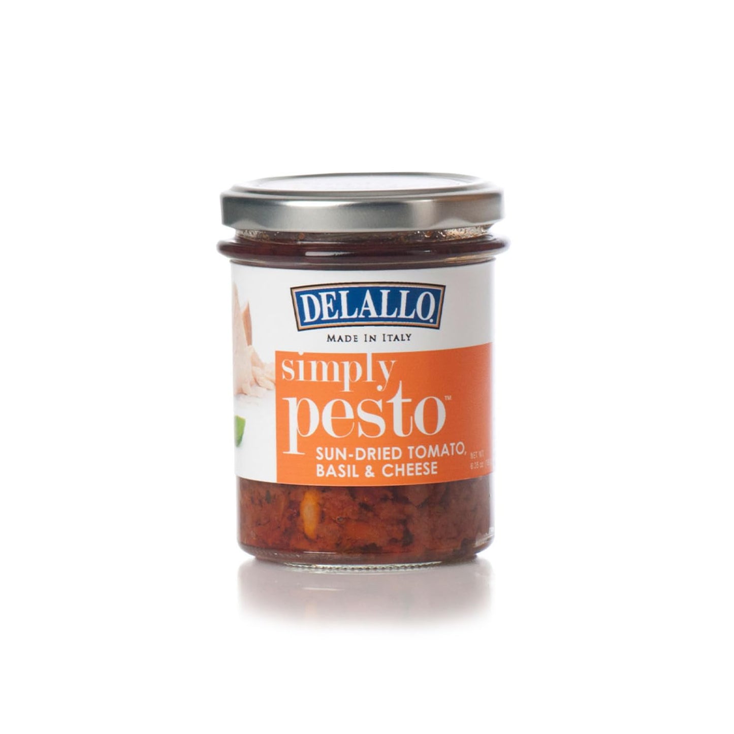 Delallo Sun-Dried Tomato Basil Pesto Sauce, Made With Sweet Sun-Dried Tomatoes, Fresh Basil And Pecorino Romano Cheese, 6.35 Oz