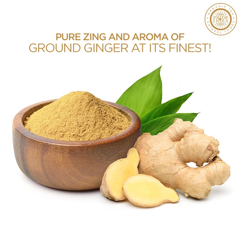 Pride Of India Ginger Fine Ground Gourmet Spice, 8oz Medium Dual Sifter Bottle, No Additives, Fresh Root Powder