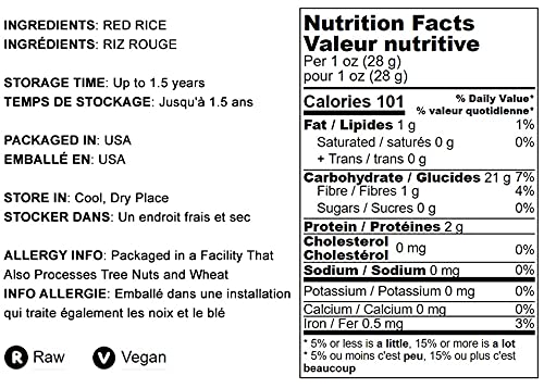 Food To Live Red Rice, 1 Pound – Whole Rice, Nutty Flavor, Soft Texture, Non-Sticky, Vegan. Good Source Of Protein And Antioxidants. Perfect For Pilafs, Salads, Stir-Fries And Rice Bowls