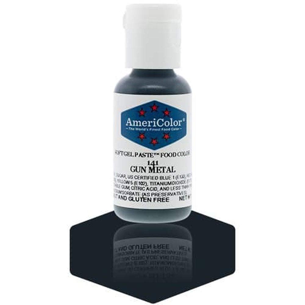 Americolor, Gunmetal, 0.75 Ounce Bottle, Soft Gel Paste Food Color