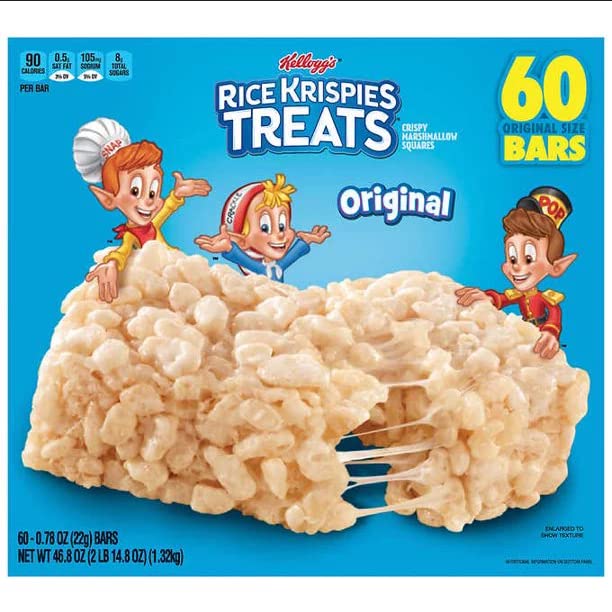 Kellogg'S Rice Krispies Treats Crispy Marshmallow Squares Individually Wrapped Bars, 60 Count - 1 Box_Ab