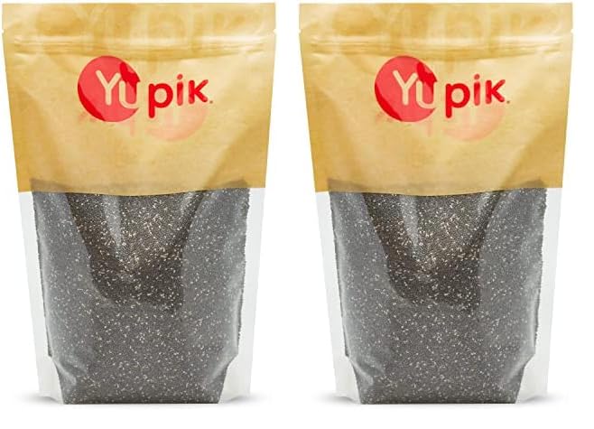 Yupik Chia Seeds, Natural Black, 2.2 lb, Whole Raw Superfood, Neutral Flavor, Quick Gel, Sprouts Easily, Versatile Seed, Conveni