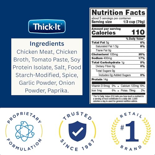 Thick-It Pureed Seasoned Chicken Patty (IDDSI)  Made with Real Chicken  Savory Flavor  Digestible Swallowing Aid  Simple-to-Use  15 oz Can (12 Pack)