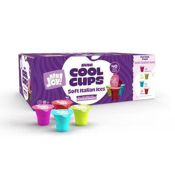 MR JOY! Soft Italian Ices Mini Cool Cups Variety Pack - Assorted Flavors - 40 x 1.34oz Cups - Pantry-safe Dessert Treats