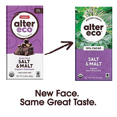 Alter Eco | Chocolate Bars | Pure Dark Cocoa, Fair Trade, Organic, Non-Gmo (12-Pack Dark Salt & Malt)
