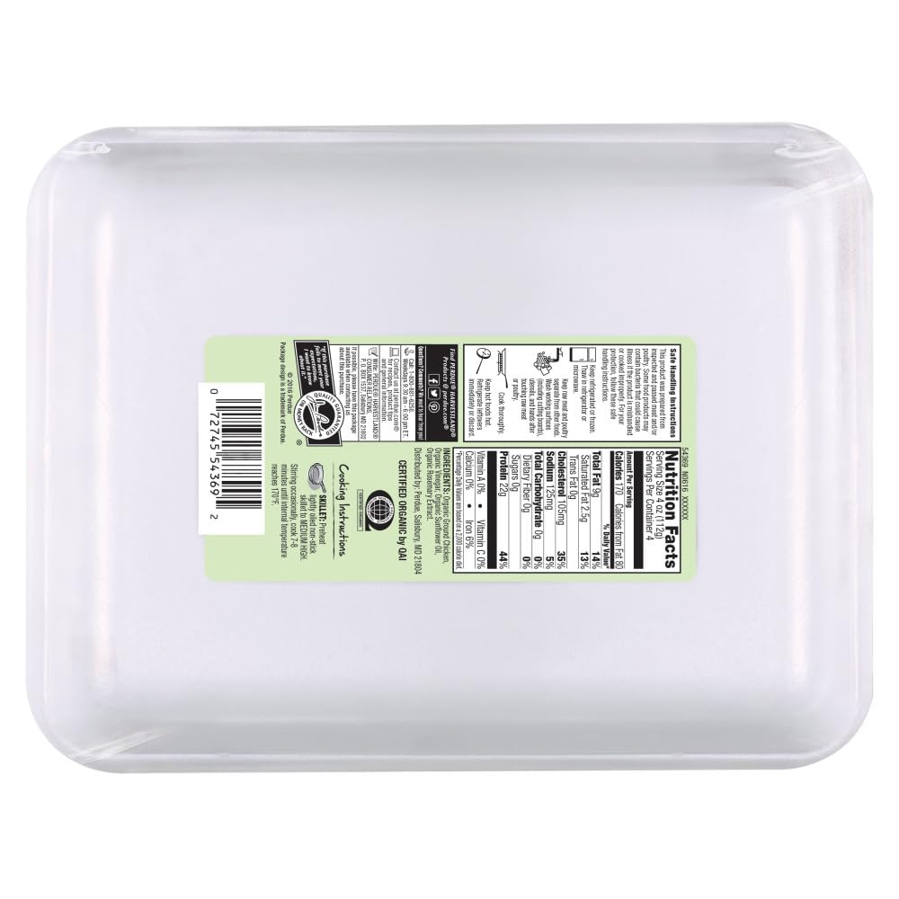 Perdue Harvestland Organic Ground Chicken, Free Range, Non-GMO, All Natural, Fresh, 16 oz.