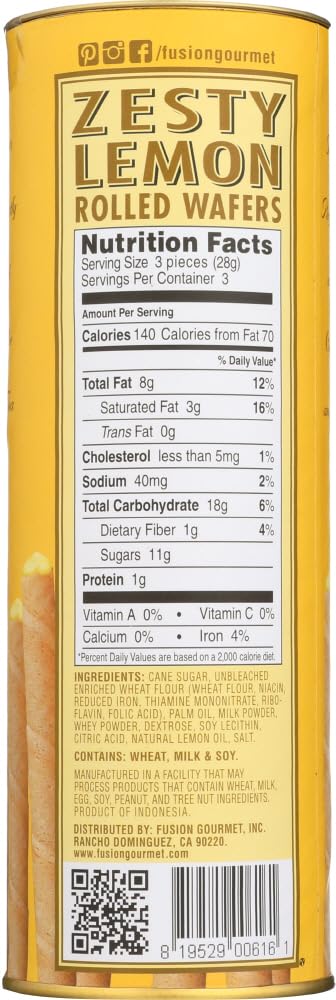 Dolcetto Lemon Rolled Wafers 3 Oz. (Pack Of 12)