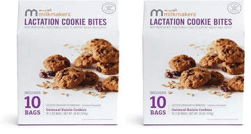 Munchkin Milkmakers Lactation Cookie Bites, Oatmeal Raisin, 10 Ct (Contains Fenugreek) (Pack Of 2)