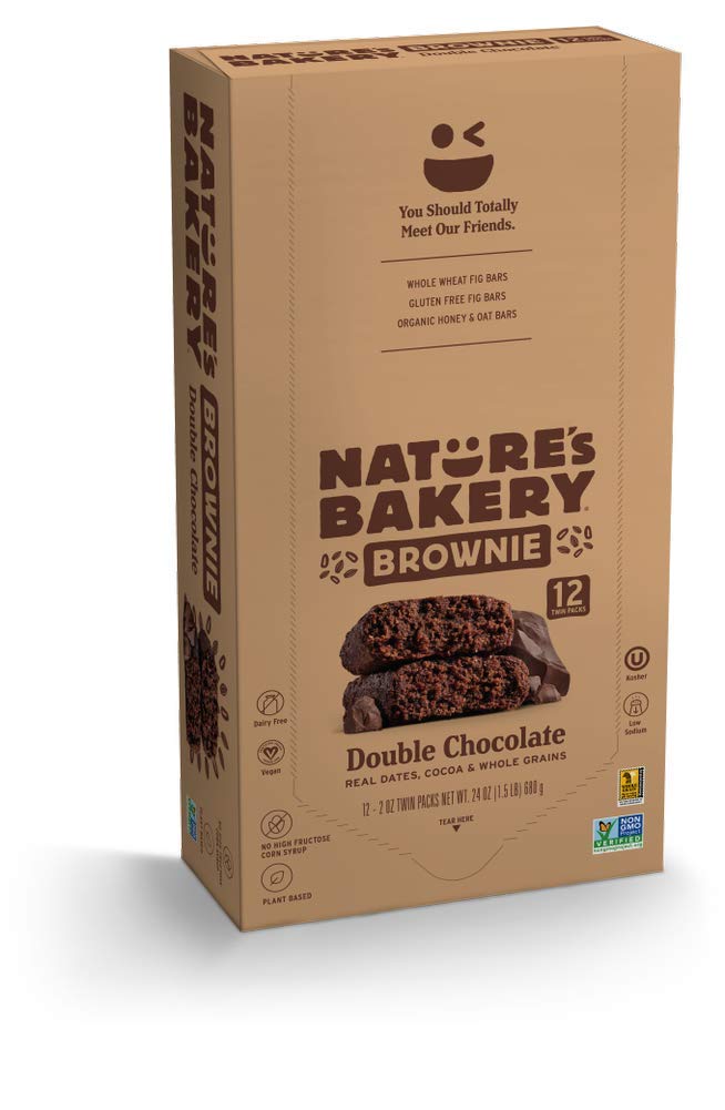 Natures Bakery Whole Wheat Fig Bars, Double Chocolate Brownie, Vegan, Non-GMO, 12 Twin Packs