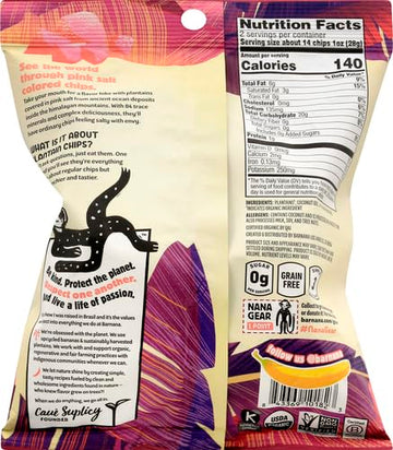 Barnana Organic Plantain Chips, Himalayan Pink Salt, 2 Ounce