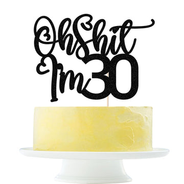 Black flash Oh Shit I'm 30 Cake Topper, Happy 30th Birthday/Cheers to 30 Years/Sweet 30, Funny 30th Birthday Party Decorations S