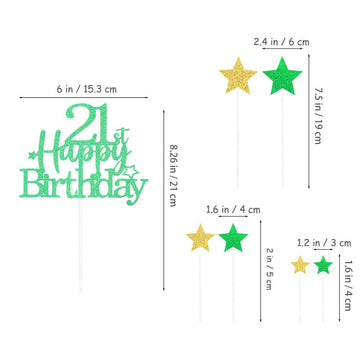 Glittery 21St Happy Birthday Cake Topper With Star,Personalised 21 Birthday Cake Toppers Party Decorations Party Supplies For Bo