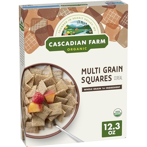 Cascadian Farm Organic Multi Grain Squares Cereal, Made with Whole Grain, 12.3 oz