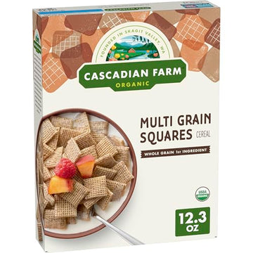 Cascadian Farm Organic Multi Grain Squares Cereal, Made with Whole Grain, 12.3 oz