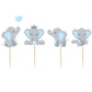 Finduat 48 Pieces Blue Elephant Cupcake Toppers For Boy Baby Shower Decorations Supplies, Baby Boy Birthday Party Supplies(Doubl
