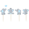 Finduat 48 Pieces Blue Elephant Cupcake Toppers For Boy Baby Shower Decorations Supplies, Baby Boy Birthday Party Supplies(Doubl