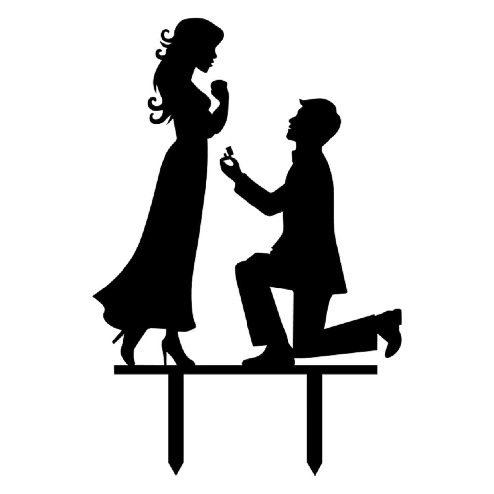 YAMI COCU Wedding Cake Topper, Funny Love Couple Design, Acrylic, Black, 1 Count