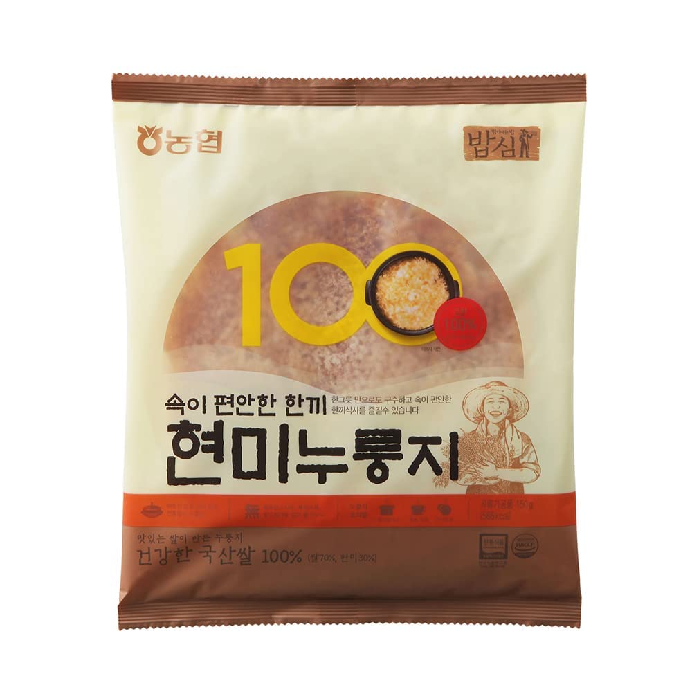 NongHyup Nurungji Brown Rice Chips, All Natural, 150g (5.29 oz) Bag, Traditional Scorched Rice Crackers, Product of Korea