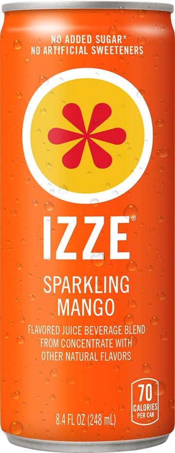 IZZE Sparkling Juice, 4 Flavor Dawn Variety Pack (Mango, Clementine, Strawberry, Pomegranate), 8.4 Fl Oz Can (Pack of 24)