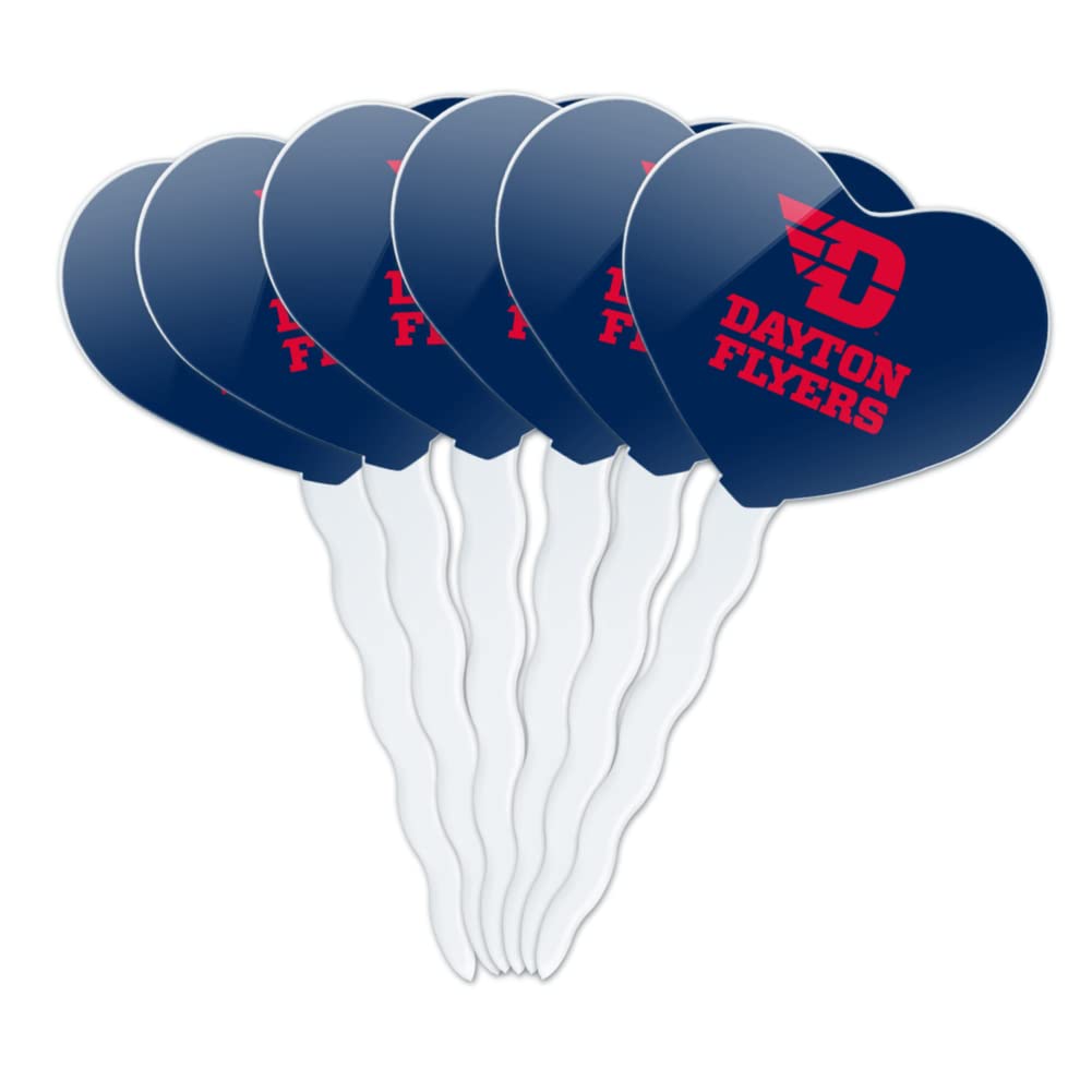 GRAPHICS & MORE Cupcake Picks Set of 6, Acrylic, University of Dayton, Heart Design, One Size