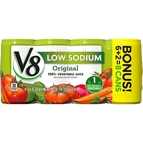 V8 Original Low Sodium 100% Vegetable Juice, 5.5 oz. Can, 8 Count