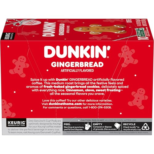 Dunkin Gingerbread Artificially Flavored Coffee  K-Cup Pods  60 Ct.