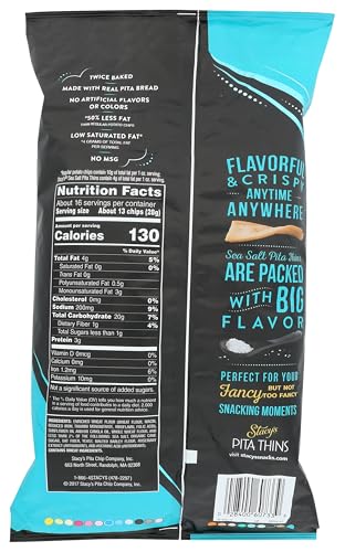 Stacys Snacks, Sea Salt Pita Thins, 15.6 Ounce