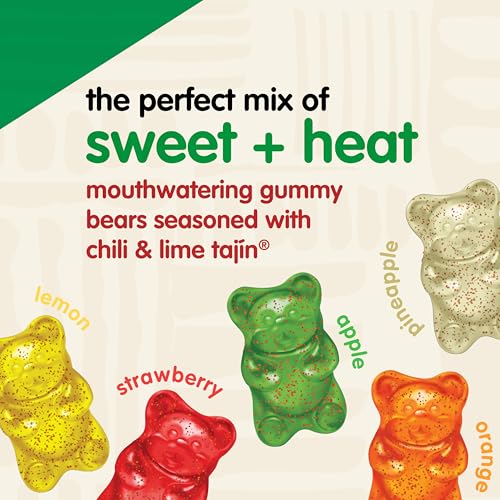 Snak Club Tajin Gummy Bears, Assorted Fruit Candy Gummies with Chili and Lime Seasoning, Mild, Gluten-Free and Vegan Snacks, 2 o