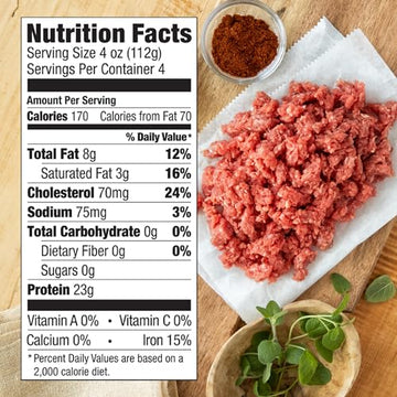 Verde Farms, Ground Beef 93% Lean/7% Fat, Organic, Grass-Fed, 1 lb