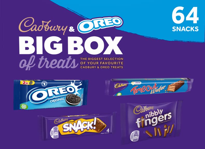 Cadbury & Oreo Biscuit 64 Selection Bulk Box Of Treats 1.8Kg, Hamper, Milk Chocolate Fingers, Time Out, Snack I Sharing Big Biscuit Gift, Family Size, Party, Office Supplies, Lunch Box