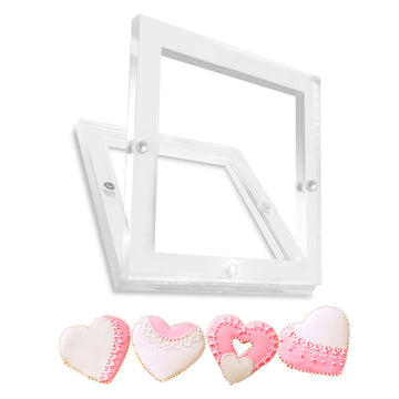 Acrylic Cookie Stencils Partner, 3.54''x3.54'' Magnetic Cookie Stencil Frame Stencil Holder for Royal Icing Fondant Airbrushing,